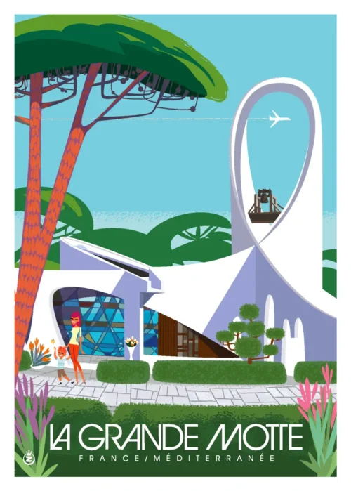 Affiche Monsieur Z Église Grande Motte. Tirage Art, Digigraphie, Illustration, œuvre, Poster, Fine Art.