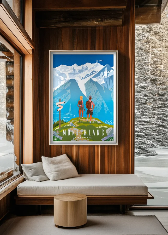 517_Chamonix vue vallée Affiche Ski Monsieur Z, Chalet Chamonix vue vallée Intérieur Chalet, Décoration d'intérieur Modern, Tableau, Œuvre d'art, Design, Fine Art, Poster, Déco.