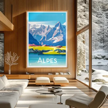 Affiche Monsieur Z Ski, Chalet montagne lac Décoration d'intérieur Modern, Tableau, Œuvre d'art, Design, Fine Art, Poster, Déco.