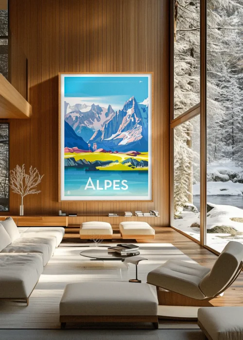 Affiche Monsieur Z Ski, Chalet montagne lac Décoration d'intérieur Modern, Tableau, Œuvre d'art, Design, Fine Art, Poster, Déco.