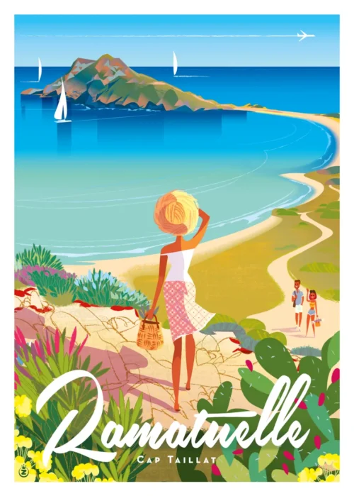 Affiche Monsieur Z ramatuelle taillat. Tirage Art, Digigraphie, Illustration, œuvre, Poster, Fine Art.