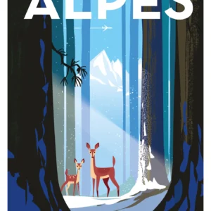 Affiche Monsieur Z ALPES Bambi Neige. Tirage Art, Digigraphie, Illustration, œuvre, Poster, Fine Art.