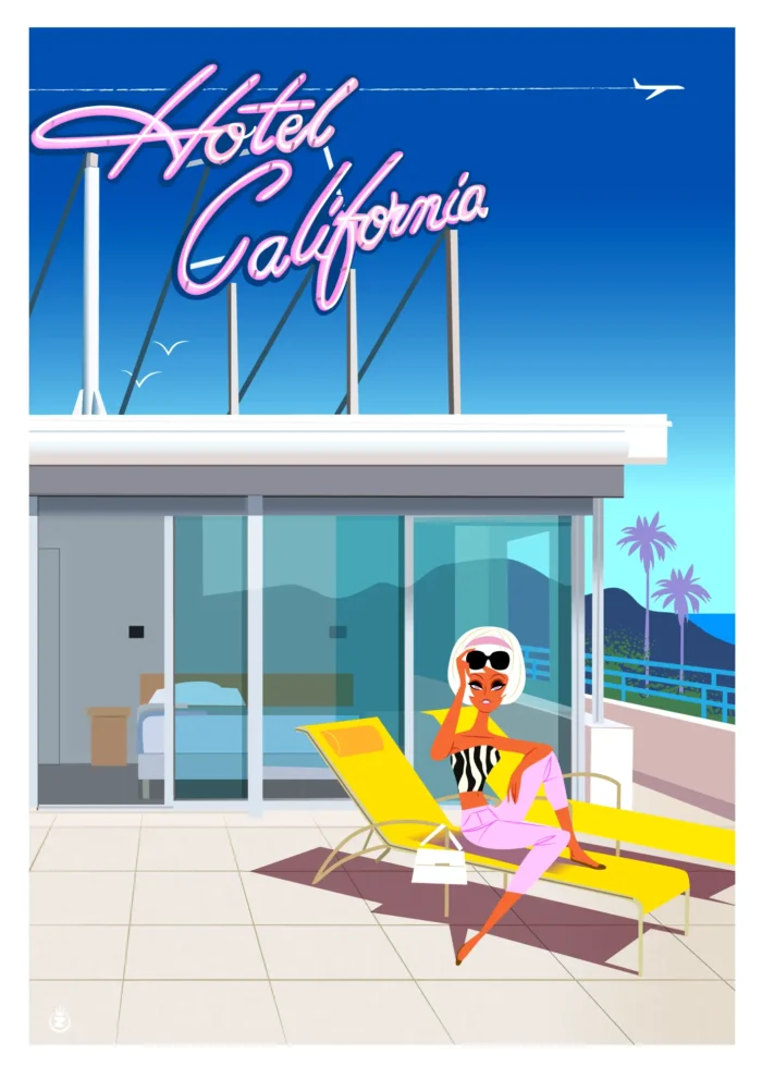 Affiche du rooftop d'un hôtel californien par Monsieur Z