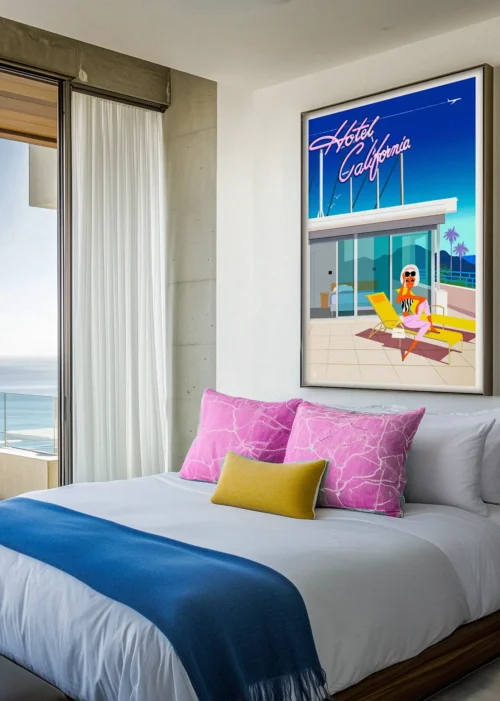 Affiche Hôtel california lavandou Monsieur Z. Décoration d'intérieur, Chalet Tableau, Œuvre d'art, Design, Affiche, Fine Art, Poster, Déco. Monsieur Z Illustration