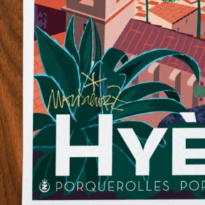 Affiche hyères Signée Monsieur Z, Tirage d'art,