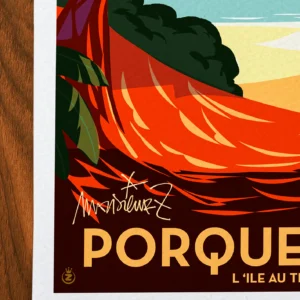 Affiche Porquerolles Signée Monsieur Z, Tirage d'art,