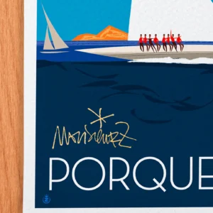 Affiche porquerolles Signée Monsieur Z, Tirage d'art,