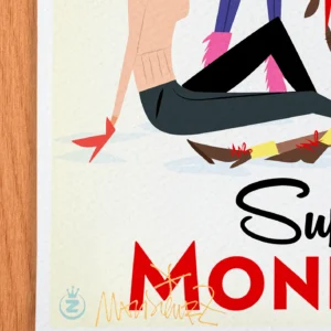 Affiche ski Signée Monsieur Z, Tirage d'art,