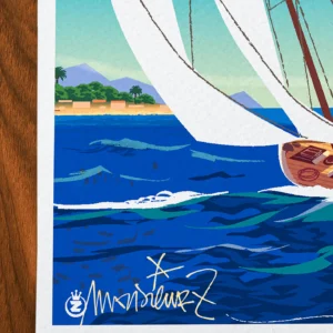 Affiche côte d'azur Signée Monsieur Z, Tirage d'art,
