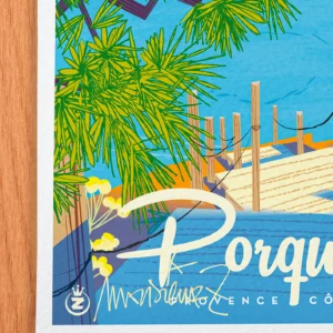 Affiche Porquerolles Signée Monsieur Z, Tirage d'art,