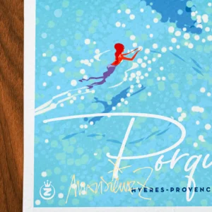 Affiche Porquerolles Signée Monsieur Z, Tirage d'art,