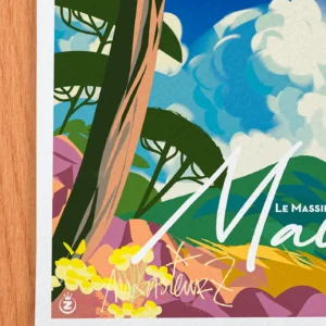 Affiche Massif des maures Signée Monsieur Z, Tirage d'art,