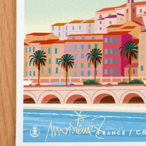 Affiche menton Signée Monsieur Z, Tirage d'art,