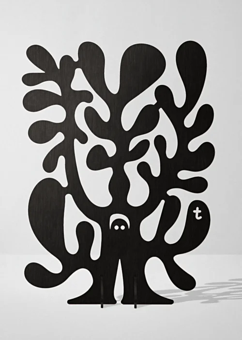 Sculpture Métalique, arbre de vie statue Moderne, aluminium noir Artiste Tino