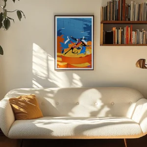 Affiche Ratz rapido Razmo, design carré dessin animée,