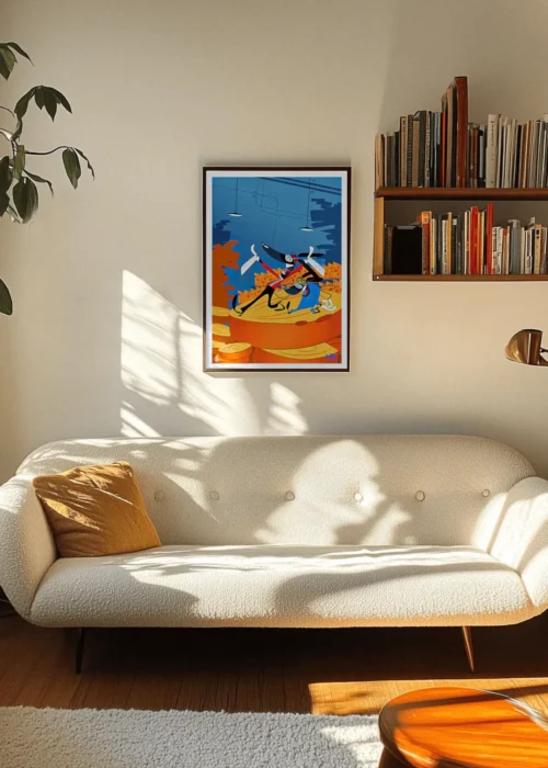 Affiche Ratz rapido Razmo, design carré dessin animée,