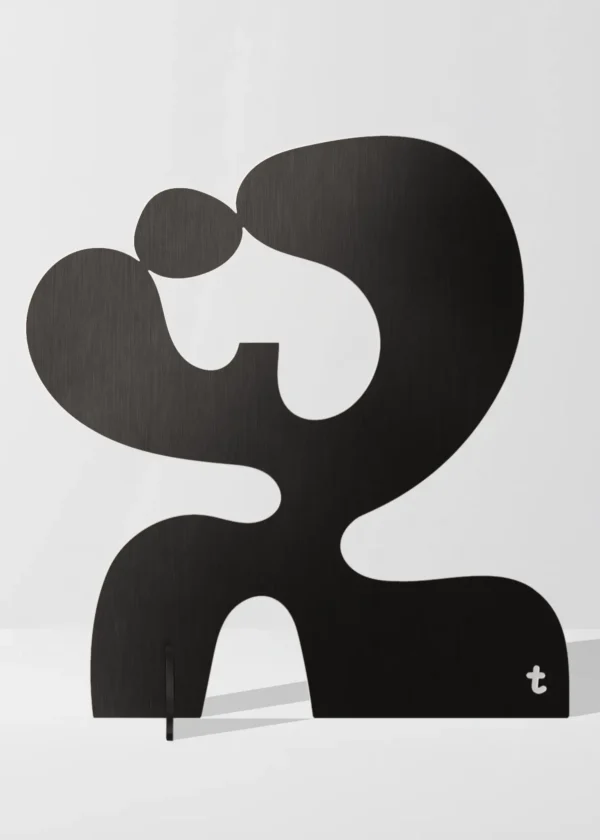 Sculpture Métalique, tête en l'air statue Moderne, aluminium noir Artiste Tino