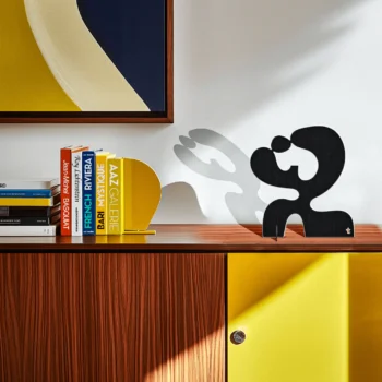 Sculpture design, tête en l'air statue Moderne, aluminium noir Artiste Tino