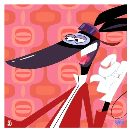 Affiche Ratz rapido Razmo, svetlanna design carré dessin animée,