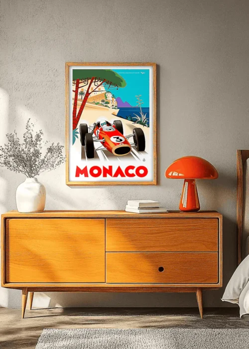 Affiche Monaco rétro vintage Voiture Monsieur Z . Décoration d'intérieur, Chalet Tableau, Œuvre d'art, Design, Affiche, Fine Art, Poster, Déco. AAZ GalerieMonsieur Z Illustration