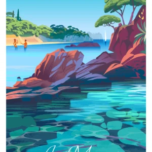Affiche Anse Magaud Monsieur Z, Affiche AAZ, Affiche de Collection, Affiche côte d'azur, Bleu,