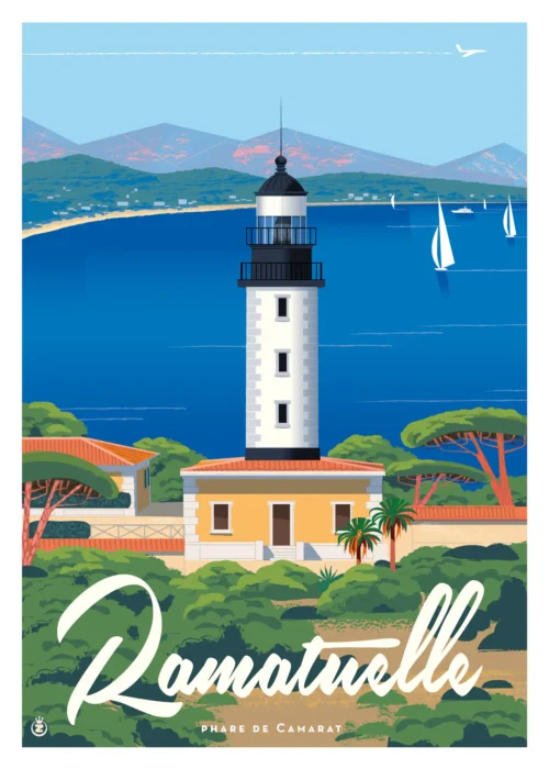 Affiche Phare de Camarat Ramatuelle Monsieur Z, Affiche AAZ, Affiche de Collection, Affiche côte d'azur,