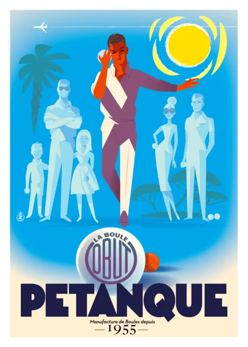 Affiche pétanque Obut Monsieur Z, Affiche AAZ, Affiche de Collection, Affiche boule de pétanque,