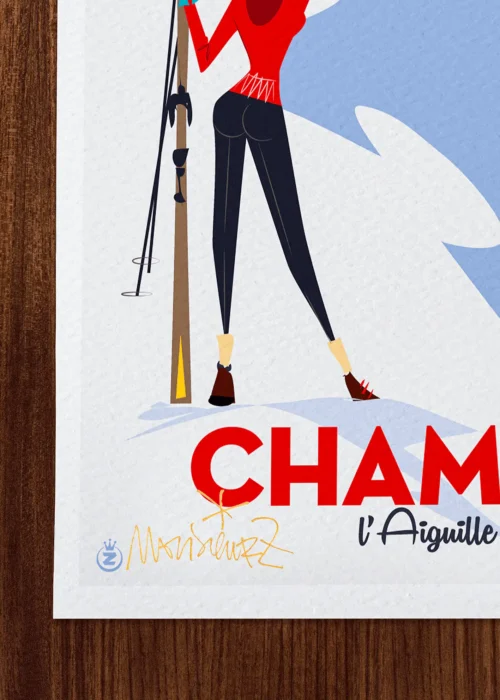 Affiche ski Signée Monsieur Z, Tirage d'art,