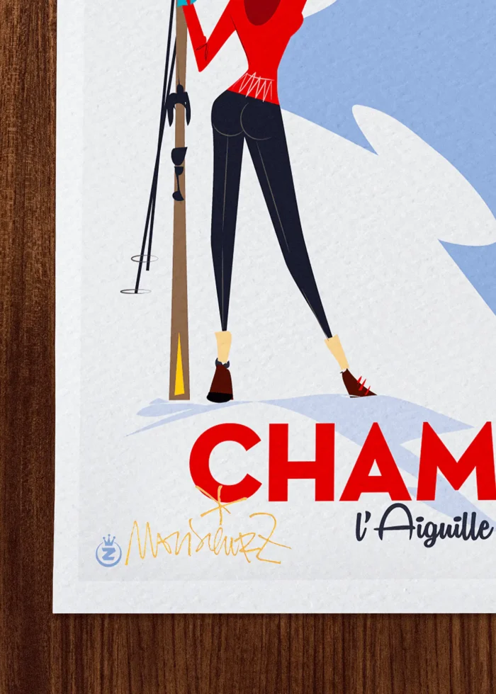 Signature-074 Affiche ski Signée Monsieur Z, Tirage d'art,