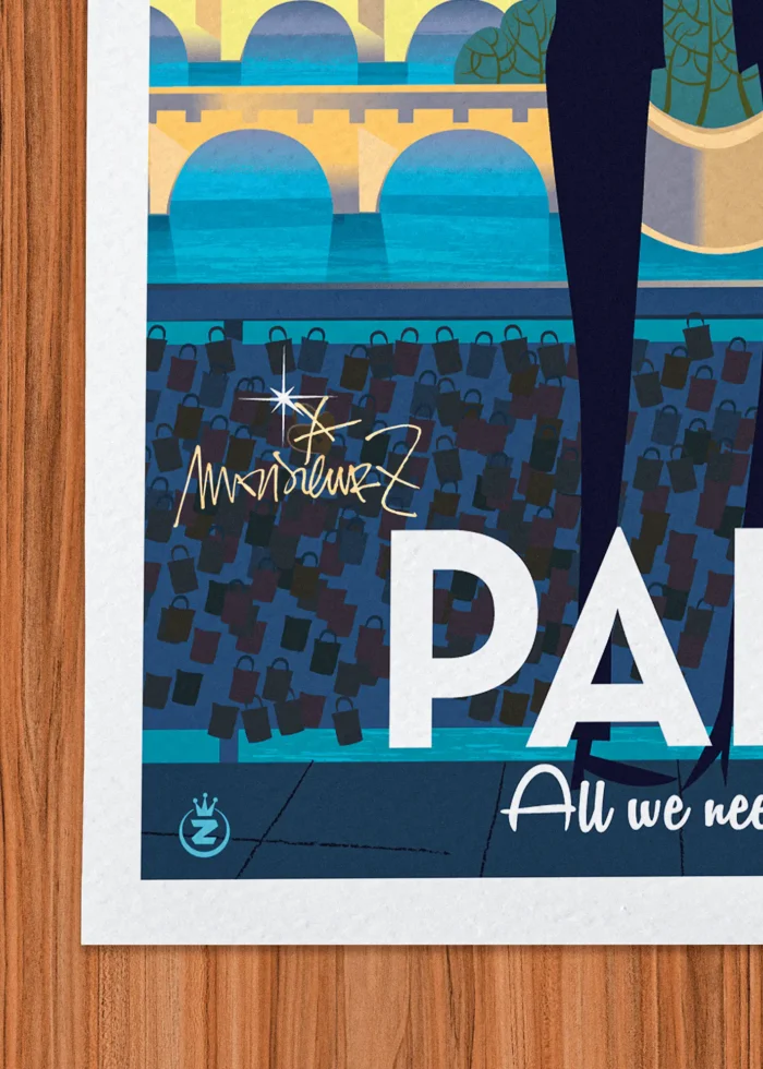 Signature-090 Affiche Paris Signée Monsieur Z, Tirage d'art,