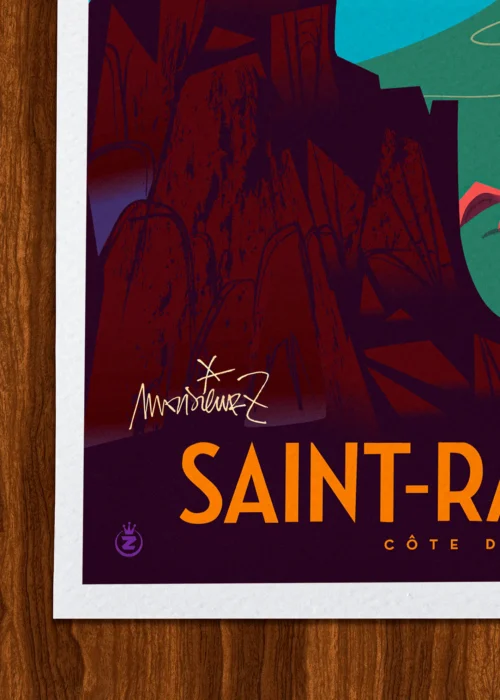 Affiche côte d'azur Signée Monsieur Z, Tirage d'art,