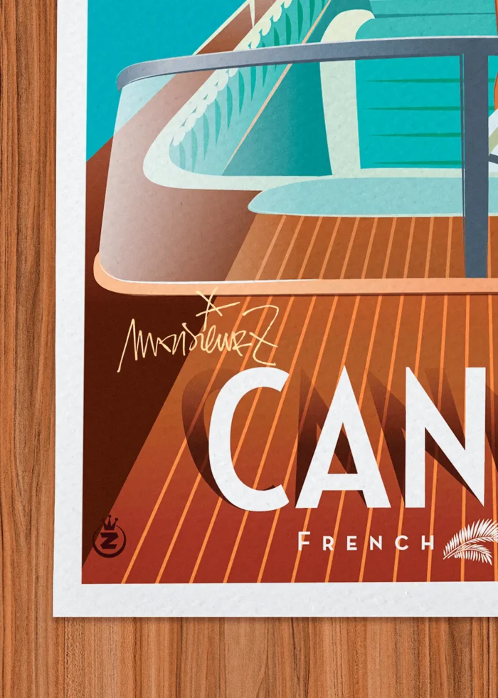 Signature-134 Affiche Cannes Signée Monsieur Z, Tirage d'art,