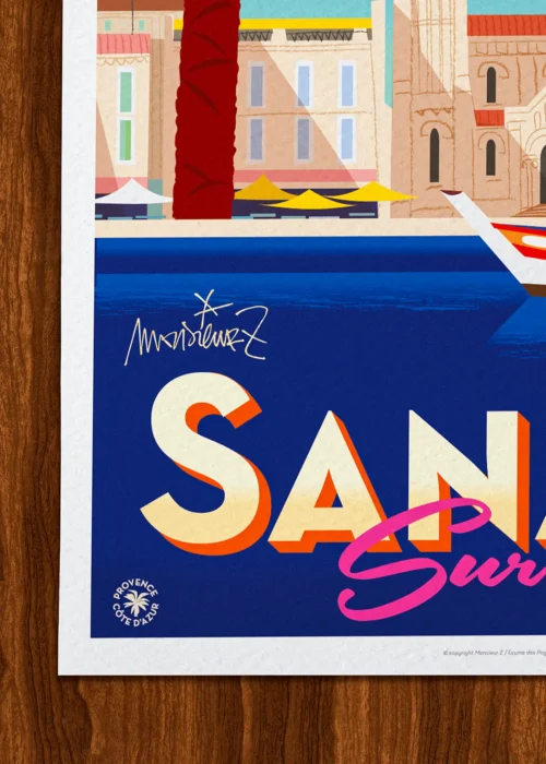Affiche Sanary Signée Monsieur Z, Tirage d'art,