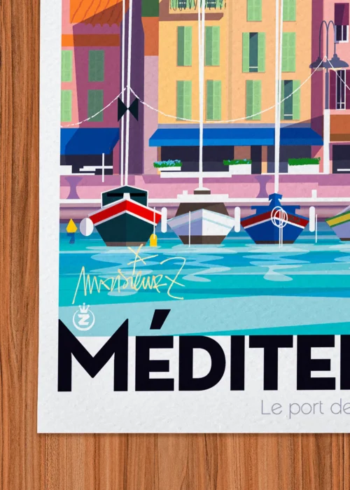 Affiche Méditerannée Signée Monsieur Z, Tirage d'art,