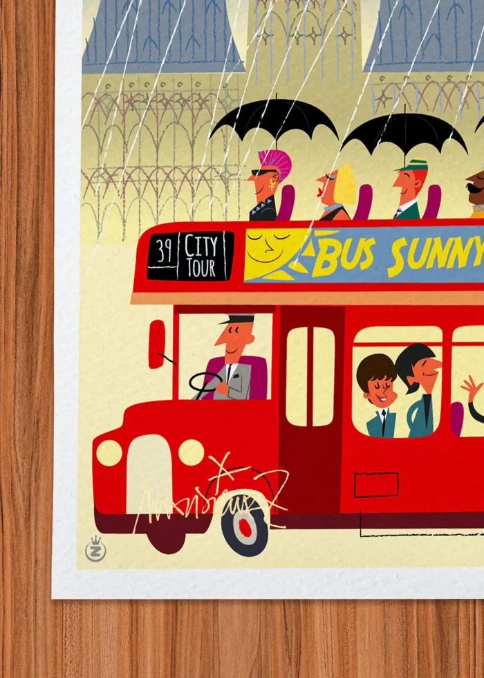 Signature-165 Affiche london Signée Monsieur Z, Tirage d'art,