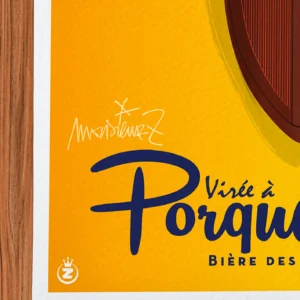 Affiche Porquerolles Signée Monsieur Z, Tirage d'art,