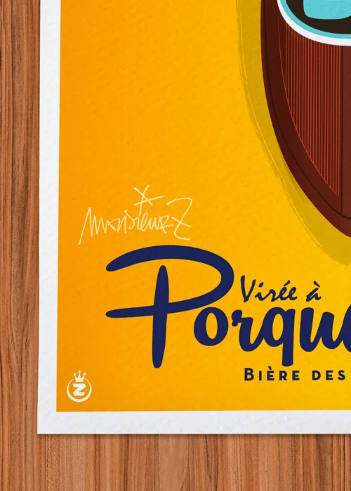 Affiche Porquerolles Signée Monsieur Z, Tirage d'art,