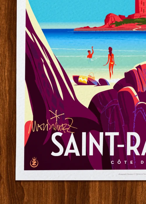 Affiche Saint-raph Signée Monsieur Z, Tirage d'art,