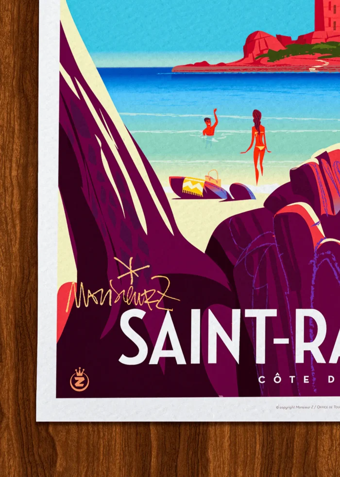 Signature-208 Affiche Saint-raph Signée Monsieur Z, Tirage d'art,