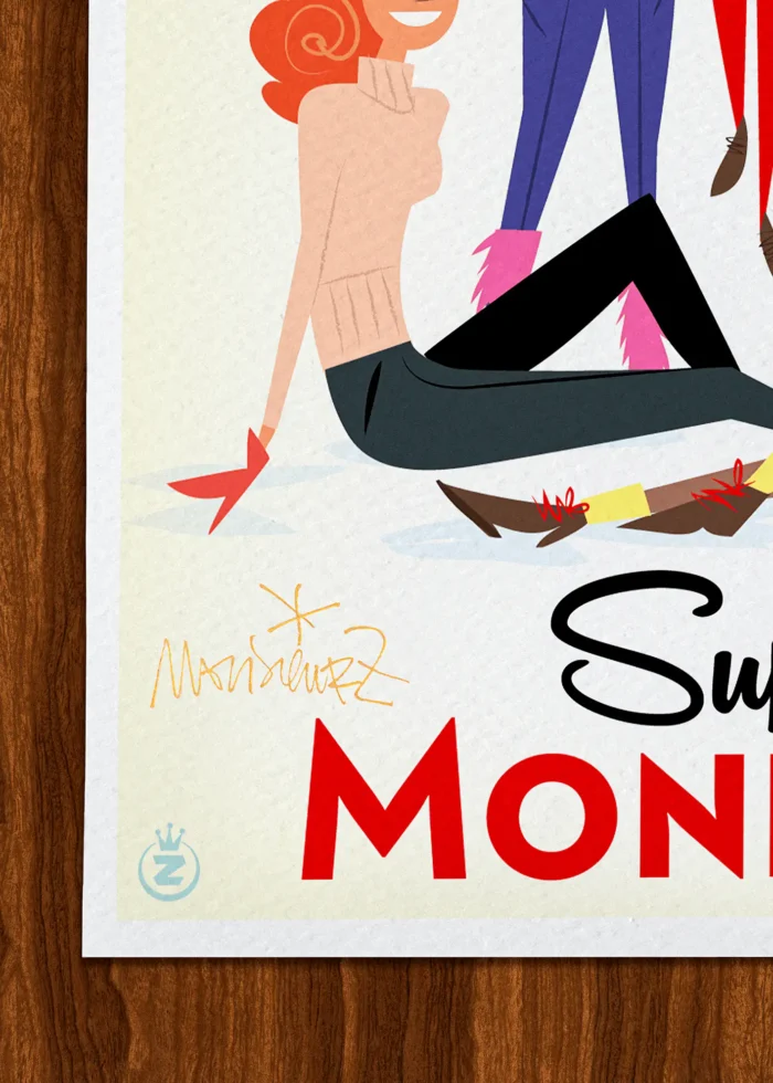 Signature-211 Affiche Ski Signée Monsieur Z, Tirage d'art,