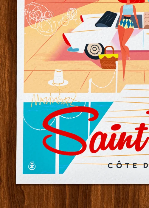 Affiche Saint tropez Signée Monsieur Z, Tirage d'art,