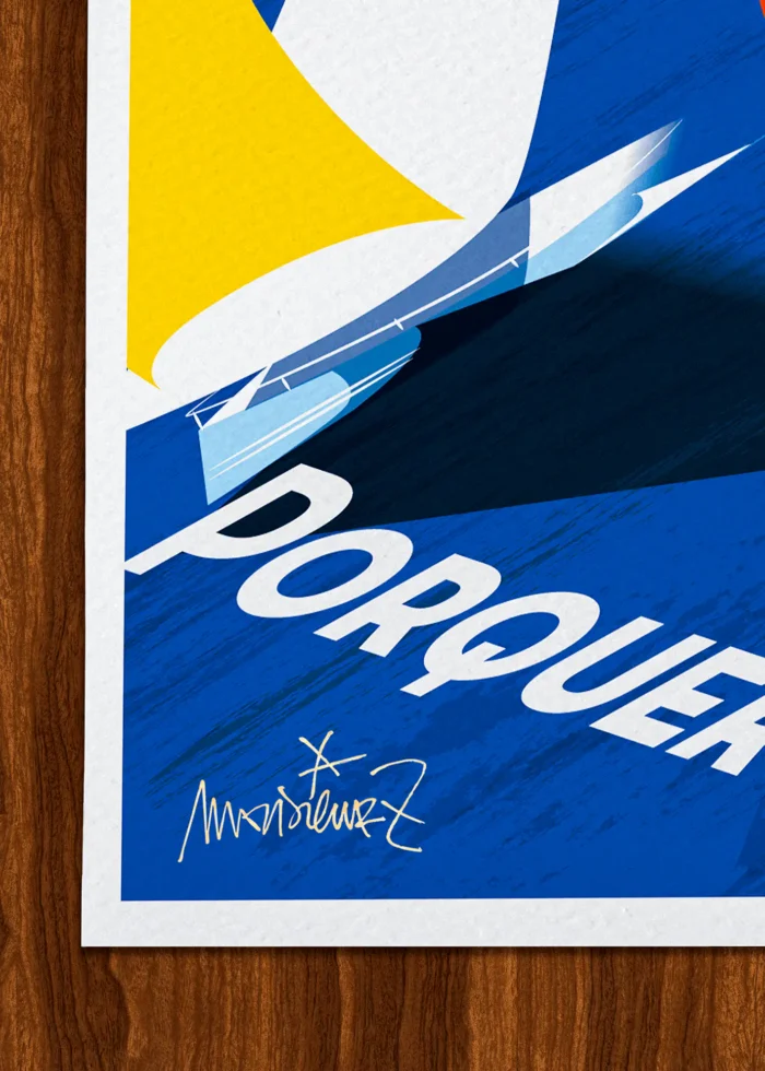 Signature-219 Affiche Porquerolles Signée Monsieur Z, Tirage d'art,