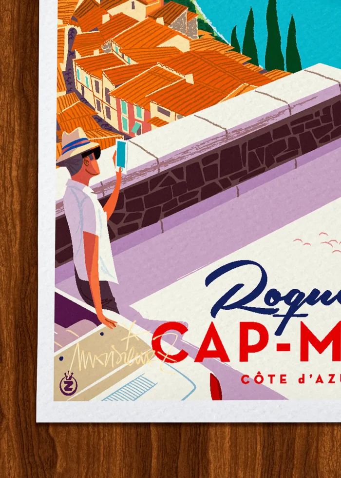 Signature-239 Affiche Roquebrune Signée Monsieur Z, Tirage d'art,