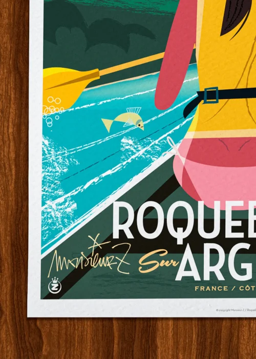 Affiche Roquebrune Signée Monsieur Z, Tirage d'art,