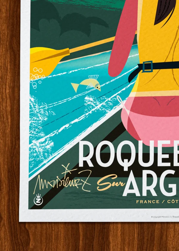 Signature-244 Affiche Roquebrune Signée Monsieur Z, Tirage d'art,