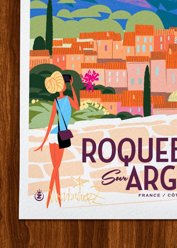 Signature-246 Affiche Roquebrune Signée Monsieur Z, Tirage d'art,