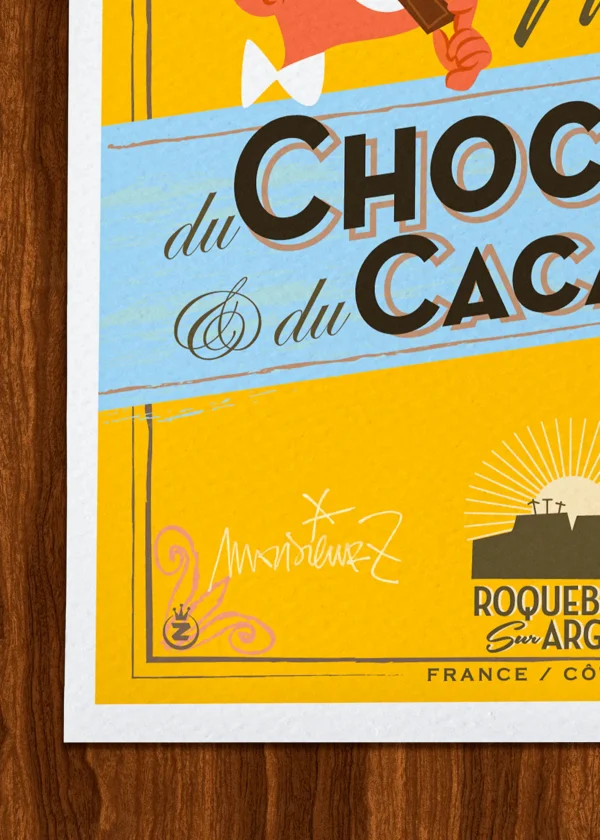 Signature-247 Affiche Roquebrune Signée Monsieur Z, Tirage d'art,