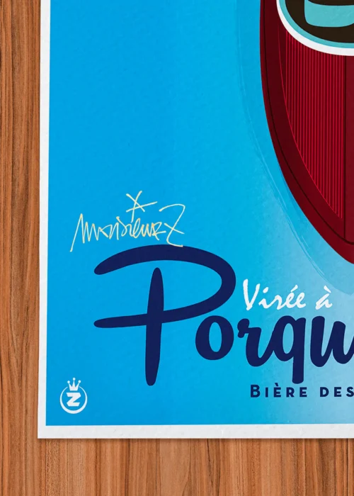 Affiche Porquerolles Signée Monsieur Z, Tirage d'art,