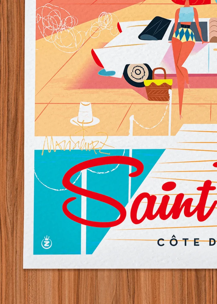Signature-261 Affiche Saint tropez Signée Monsieur Z, Tirage d'art,