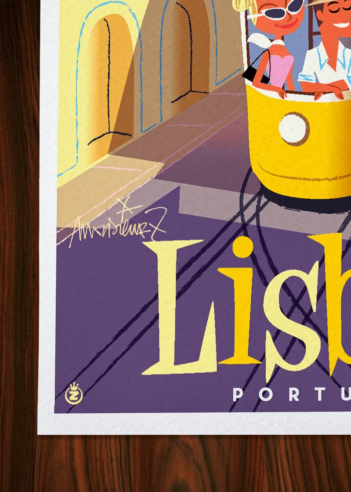 Signature-262 Affiche Lisbon Signée Monsieur Z, Tirage d'art,